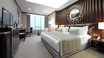 Pillow-top beds, minibar, in-room safe, desk