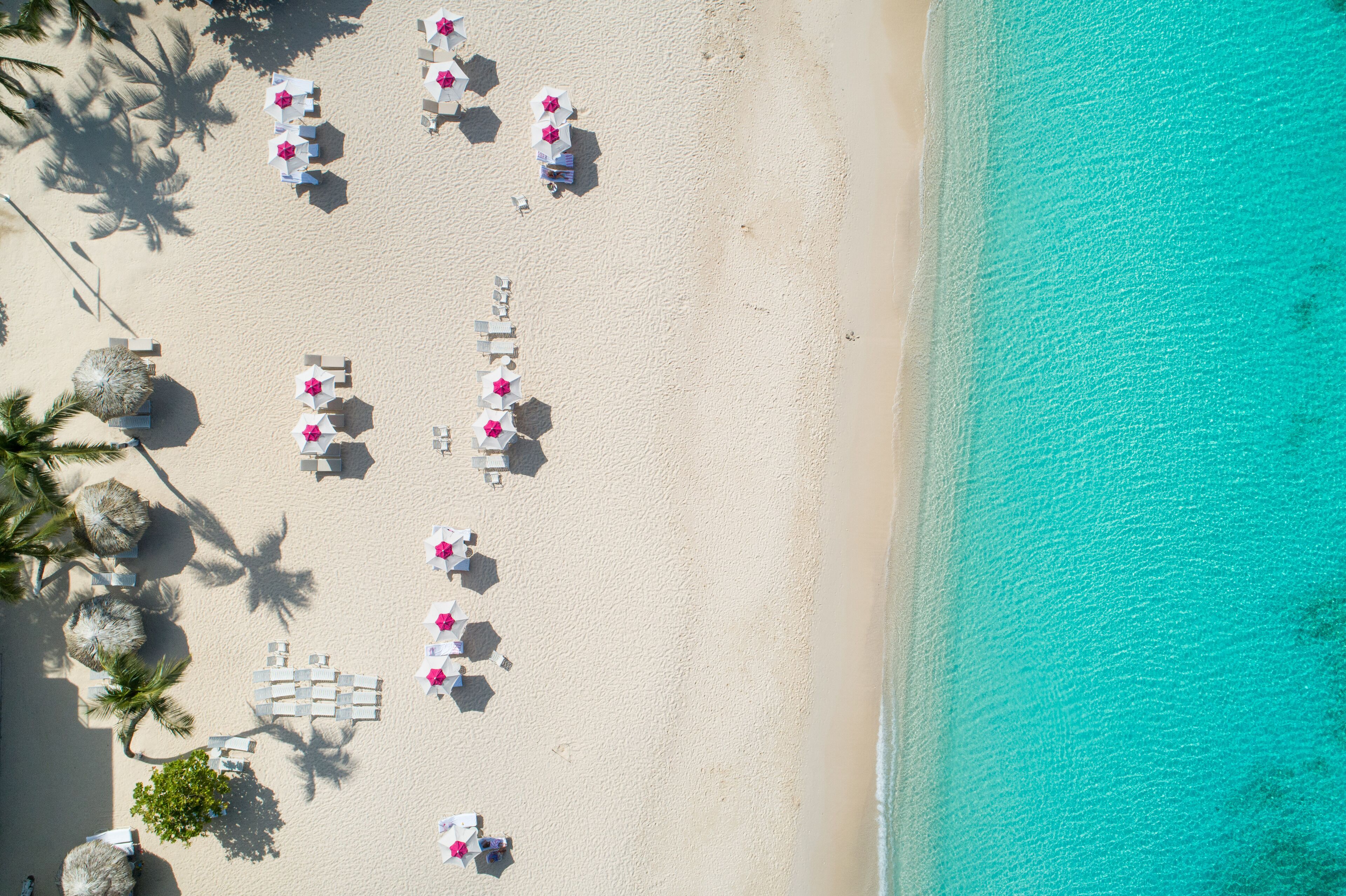 On the beach, free beach cabanas, sun loungers, beach umbrellas