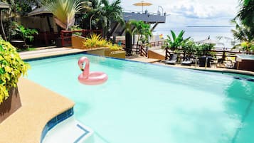 Outdoor pool, sun loungers