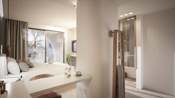 Shower, free toiletries, hair dryer, bathrobes