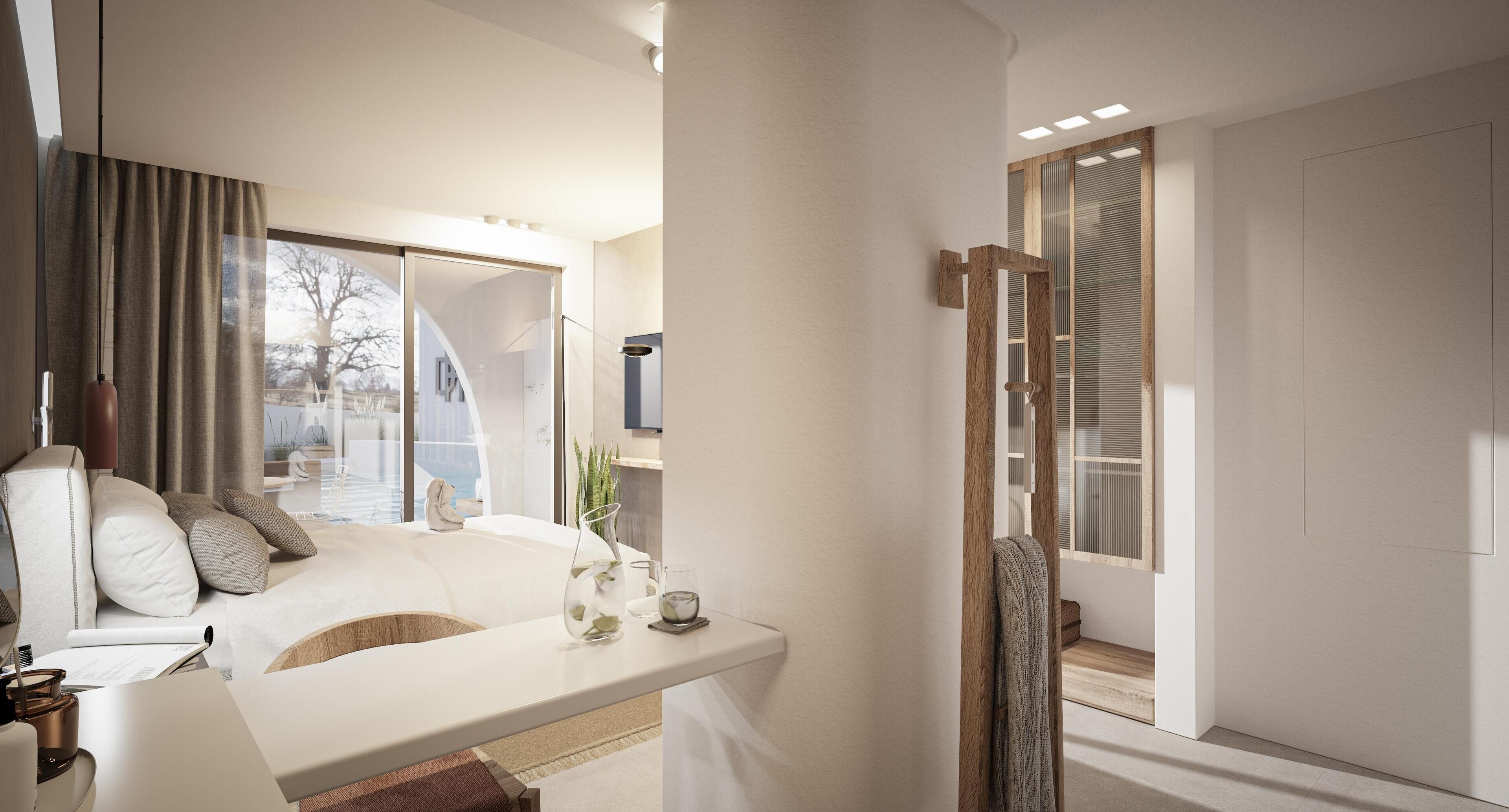 Shower, free toiletries, hair dryer, bathrobes