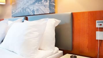 Desk, blackout curtains, soundproofing, iron/ironing board