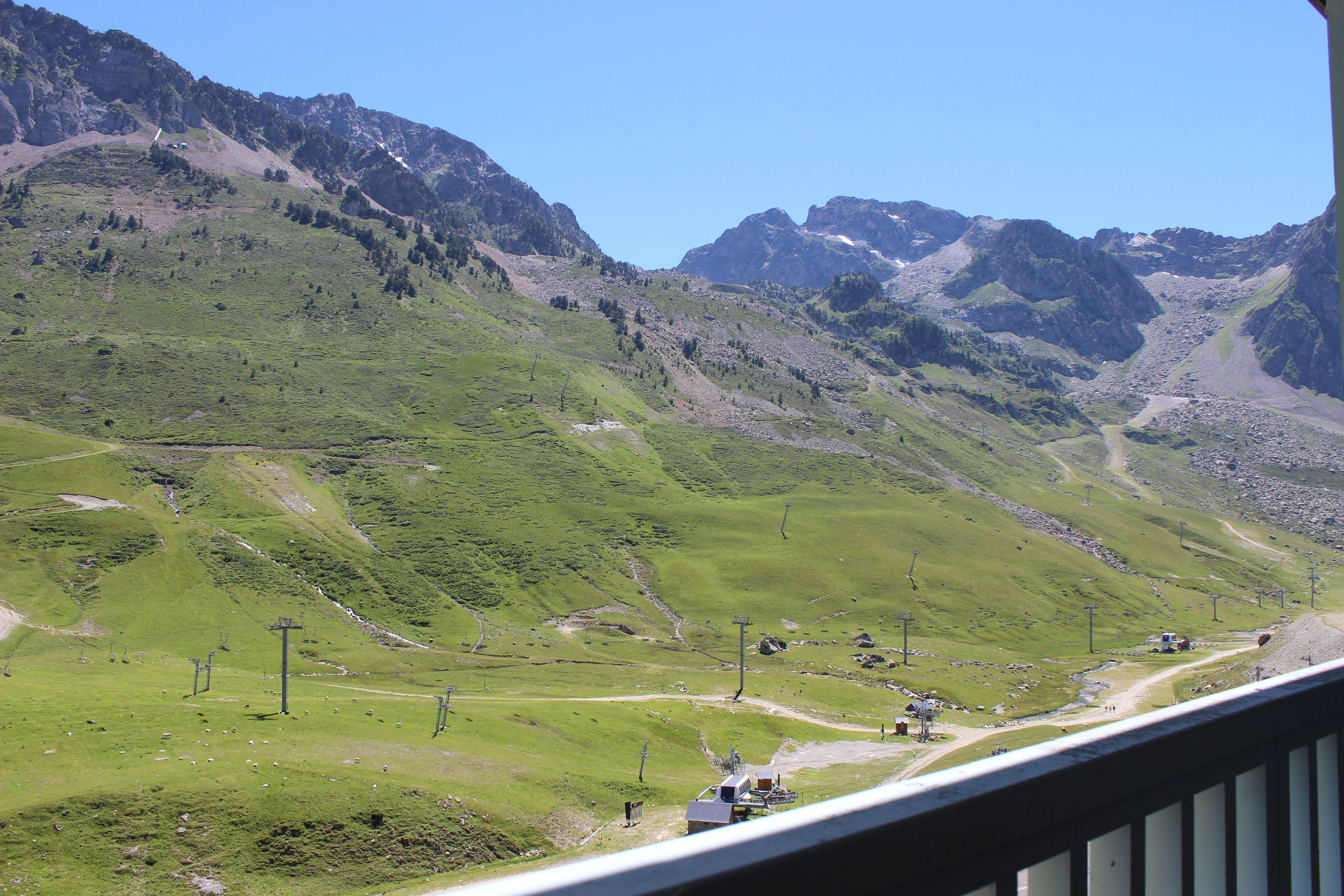A mountainous landscape with a clear sky.