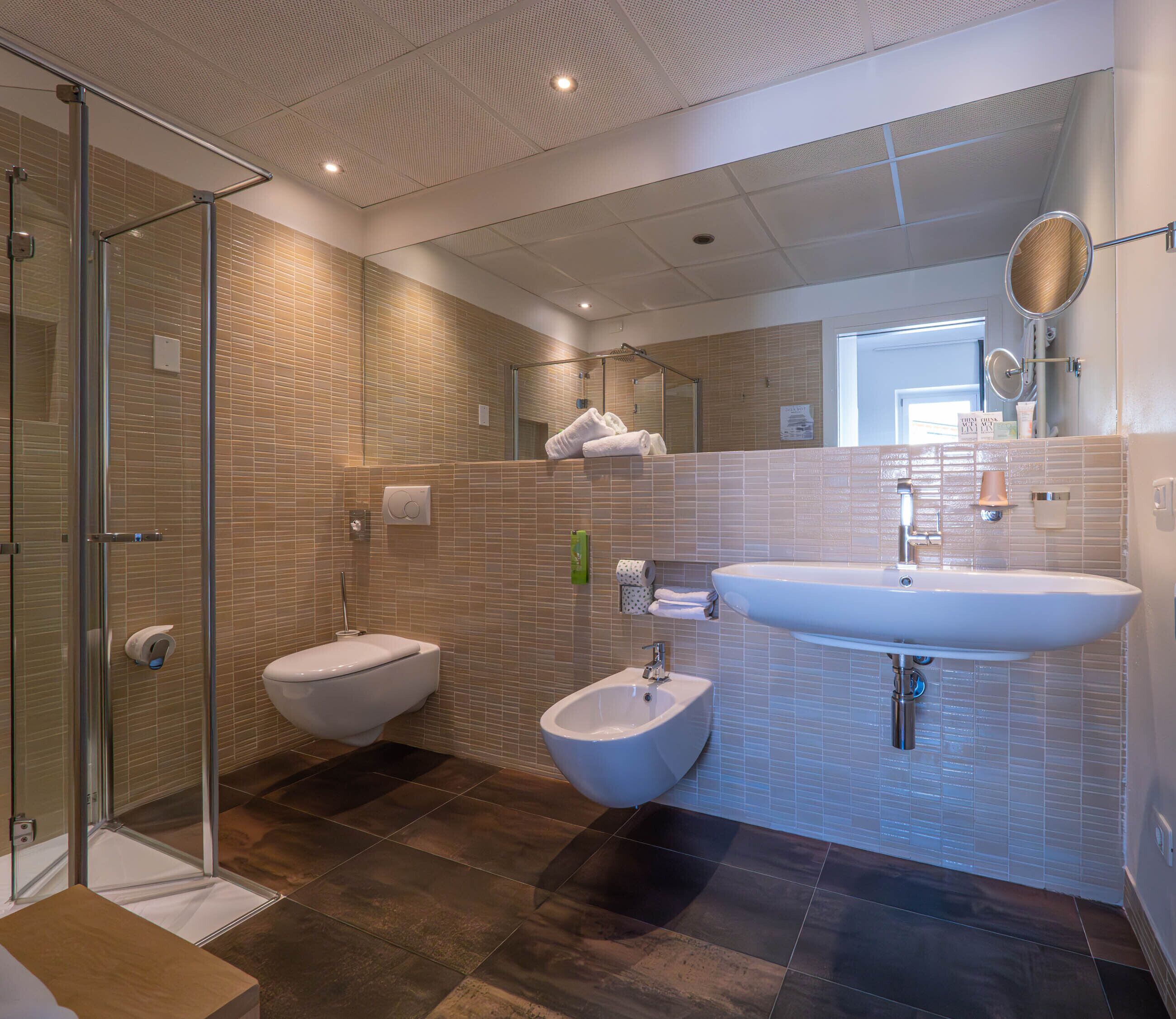 room up | bathroom | eco-friendly toiletries, hair dryer, bathrobes, slippers