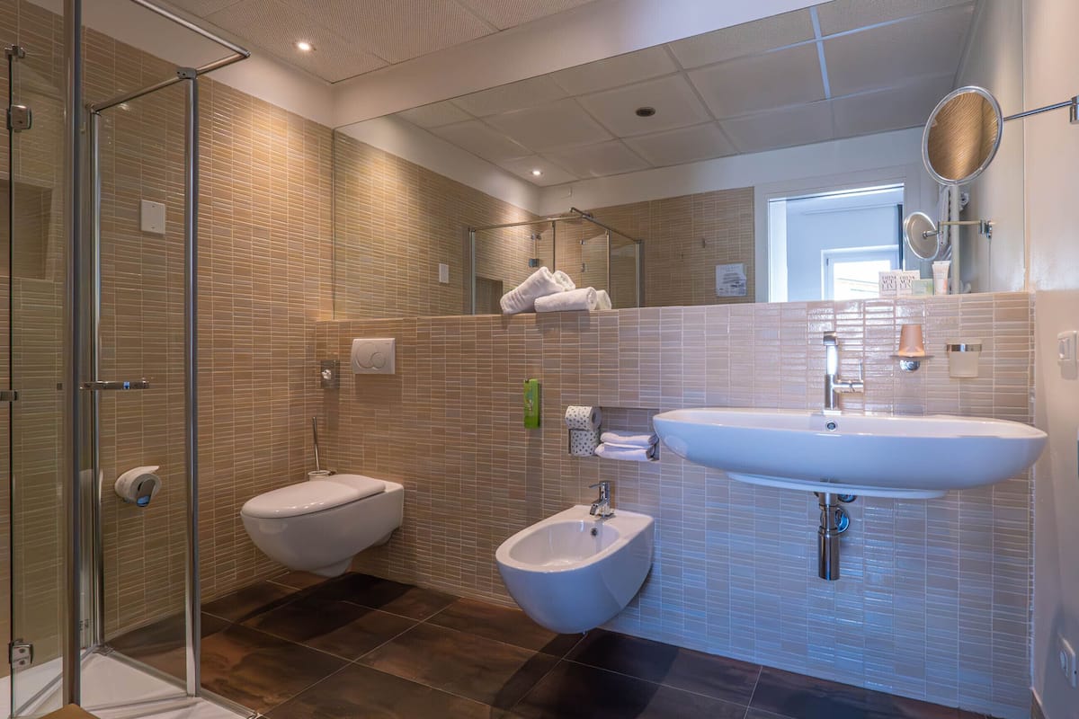 room up | bathroom | eco-friendly toiletries, hair dryer, bathrobes, slippers