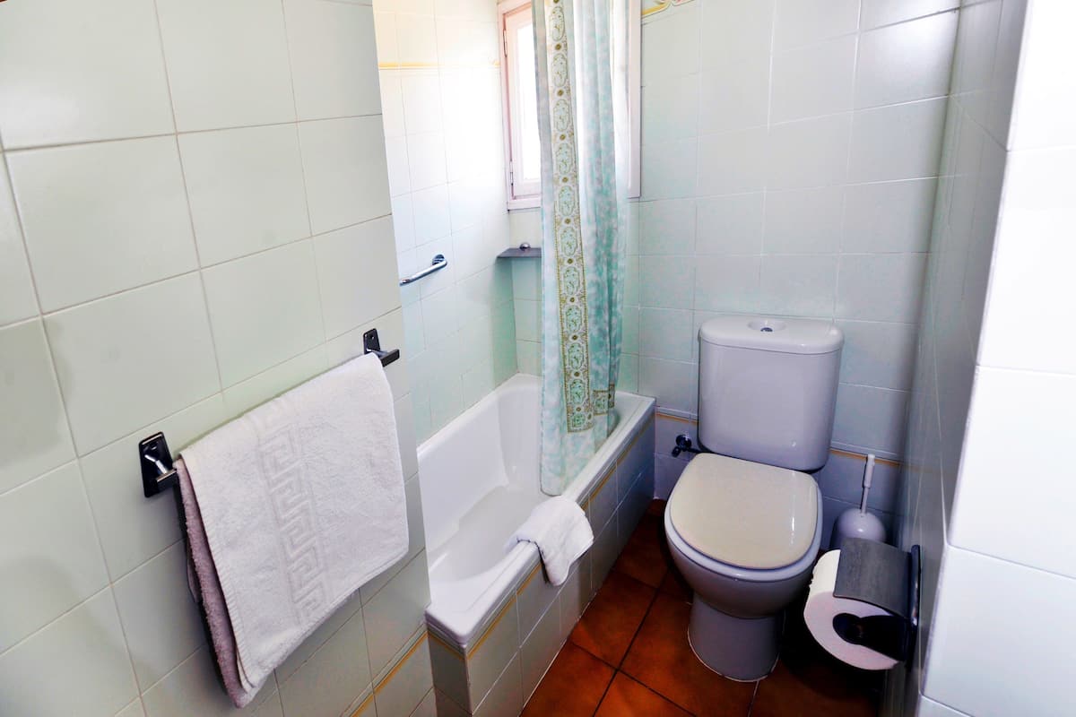 bathtub, hair dryer, towels