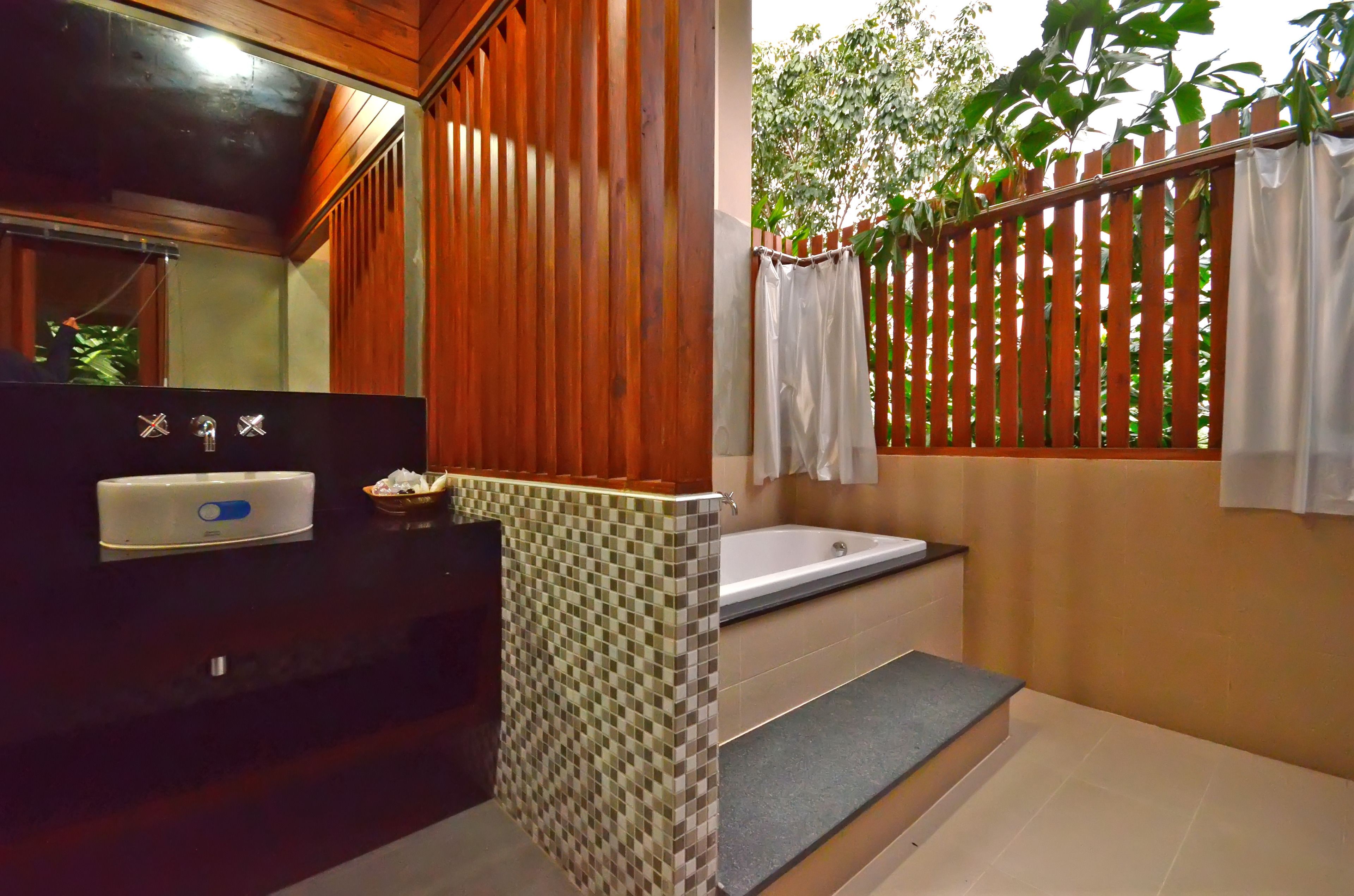 villa (1 bedroom villa) | bathroom | separate bathtub and shower, free toiletries, hair dryer, bathrobes