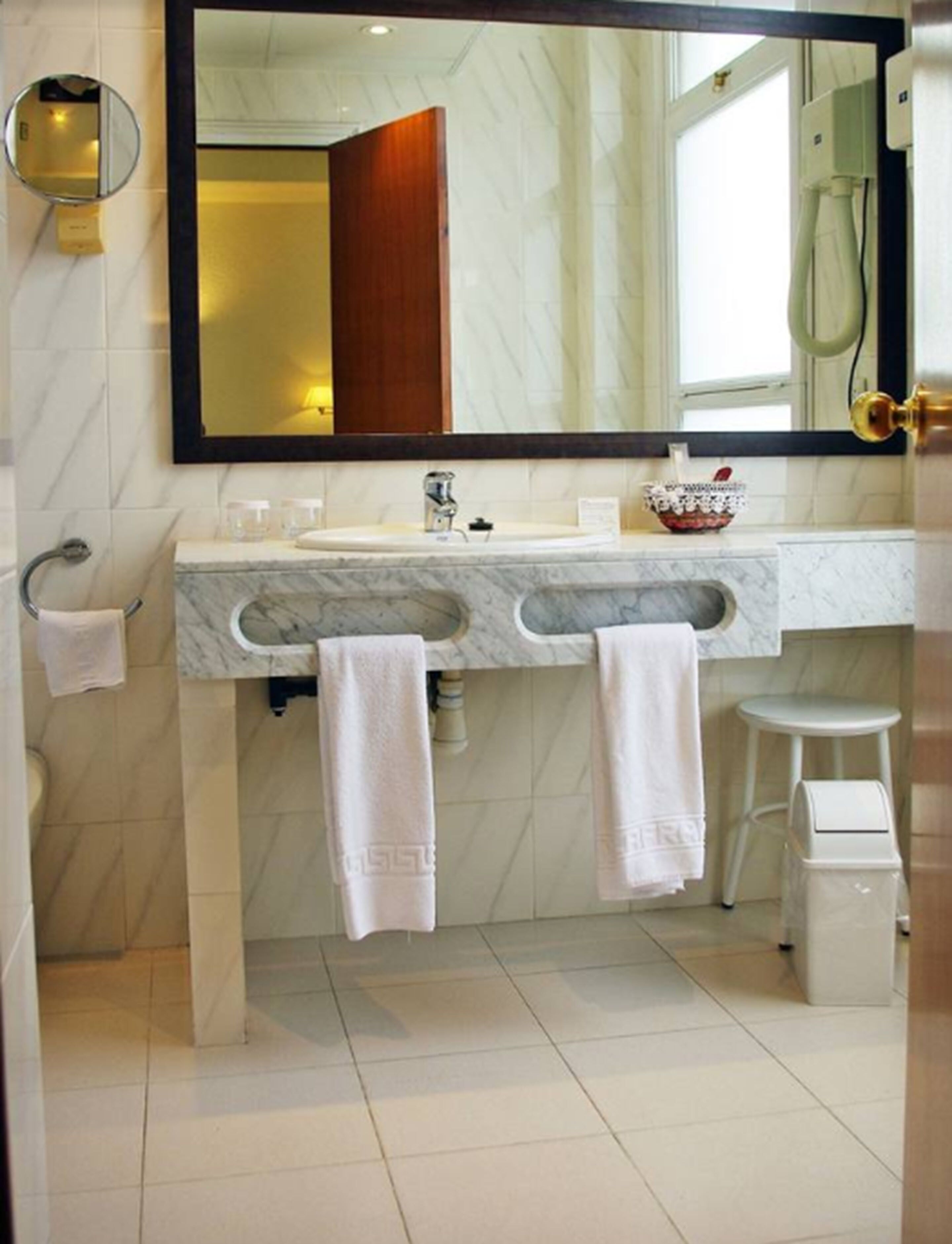 free toiletries, hair dryer, towels