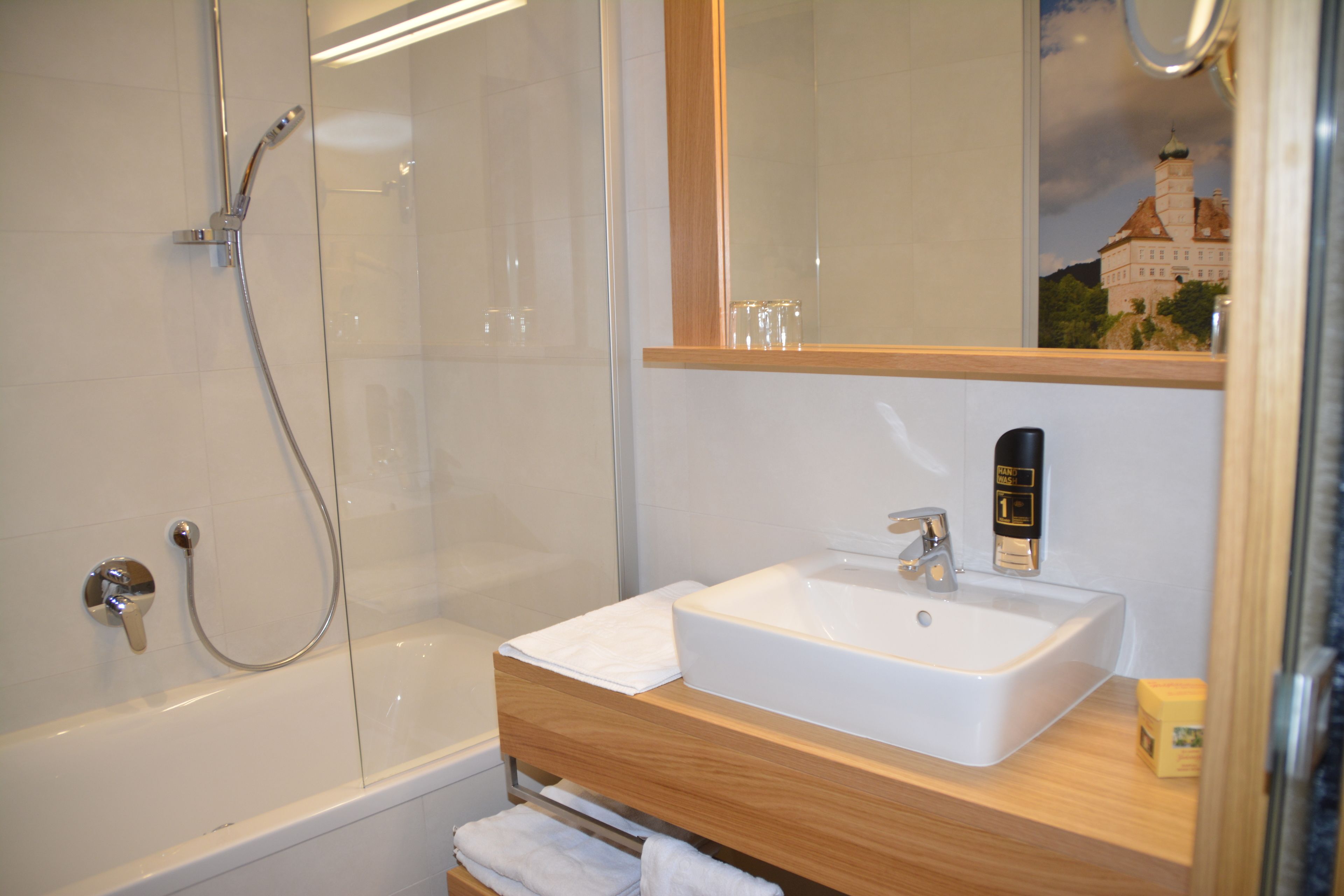 free toiletries, hair dryer, towels