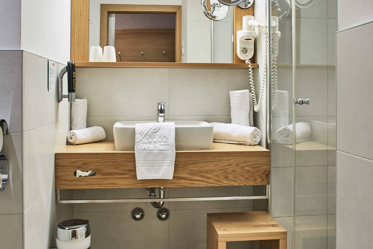 free toiletries, hair dryer, towels