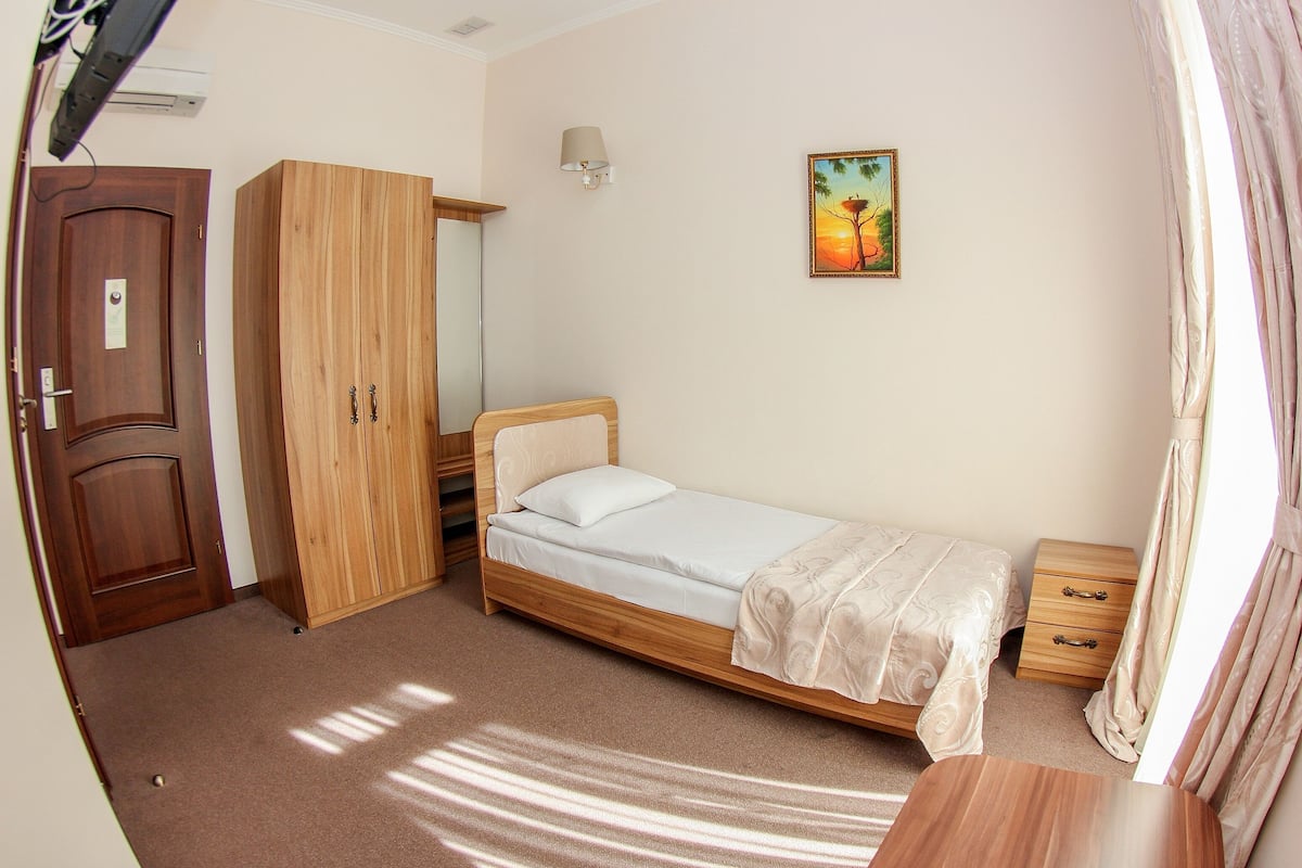 Blackout curtains, soundproofing, iron/ironing board (on request)