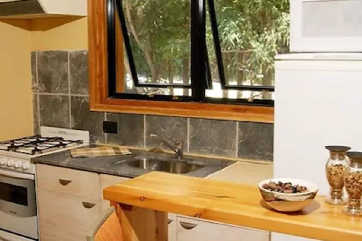 cabin, 2 bedrooms, kitchen, partial lake view (for 6 people) | private kitchen | fridge, microwave, coffee/tea maker, toaster