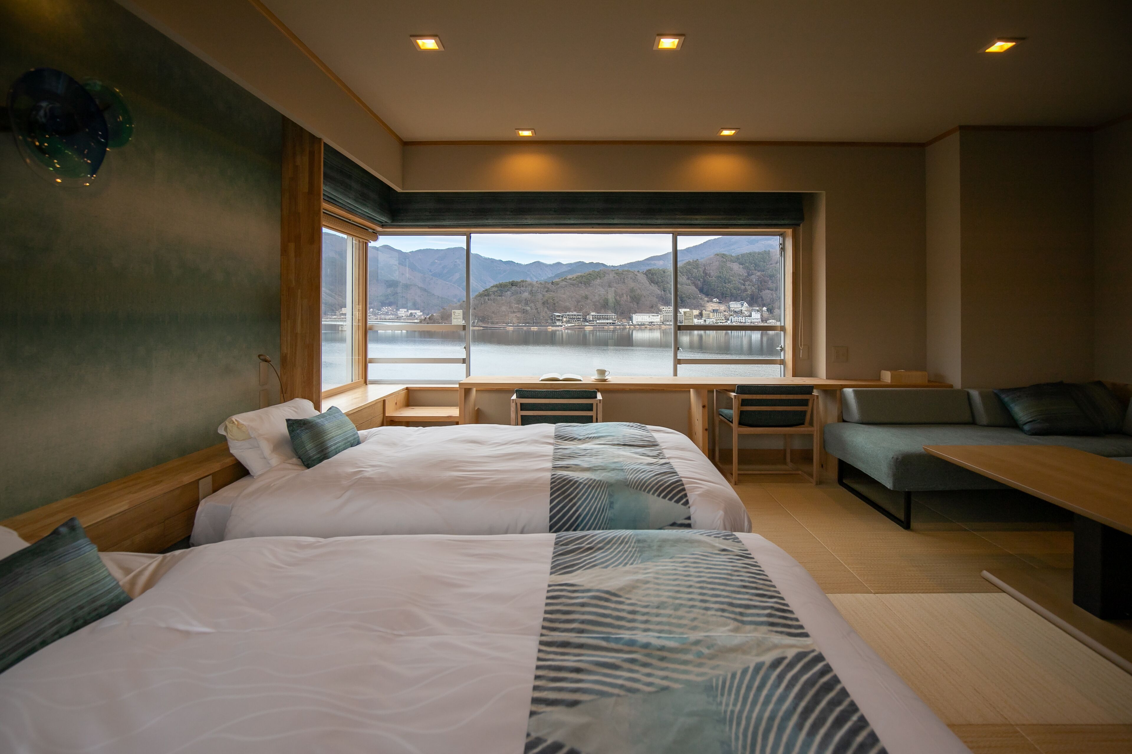 view bath corner room with tatami and lake view, non smoking | 1 bedroom, in-room safe, laptop workspace, free wifi