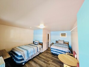 Deluxe Room, 2 Double Beds, Refrigerator & Microwave, Ground Floor | Individually furnished, desk, blackout drapes, iron/ironing board