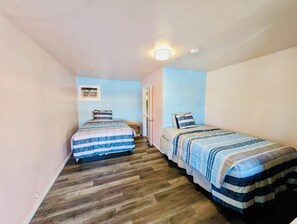 Deluxe Room, 2 Double Beds, Refrigerator & Microwave, Ground Floor | Individually furnished, desk, blackout drapes, iron/ironing board