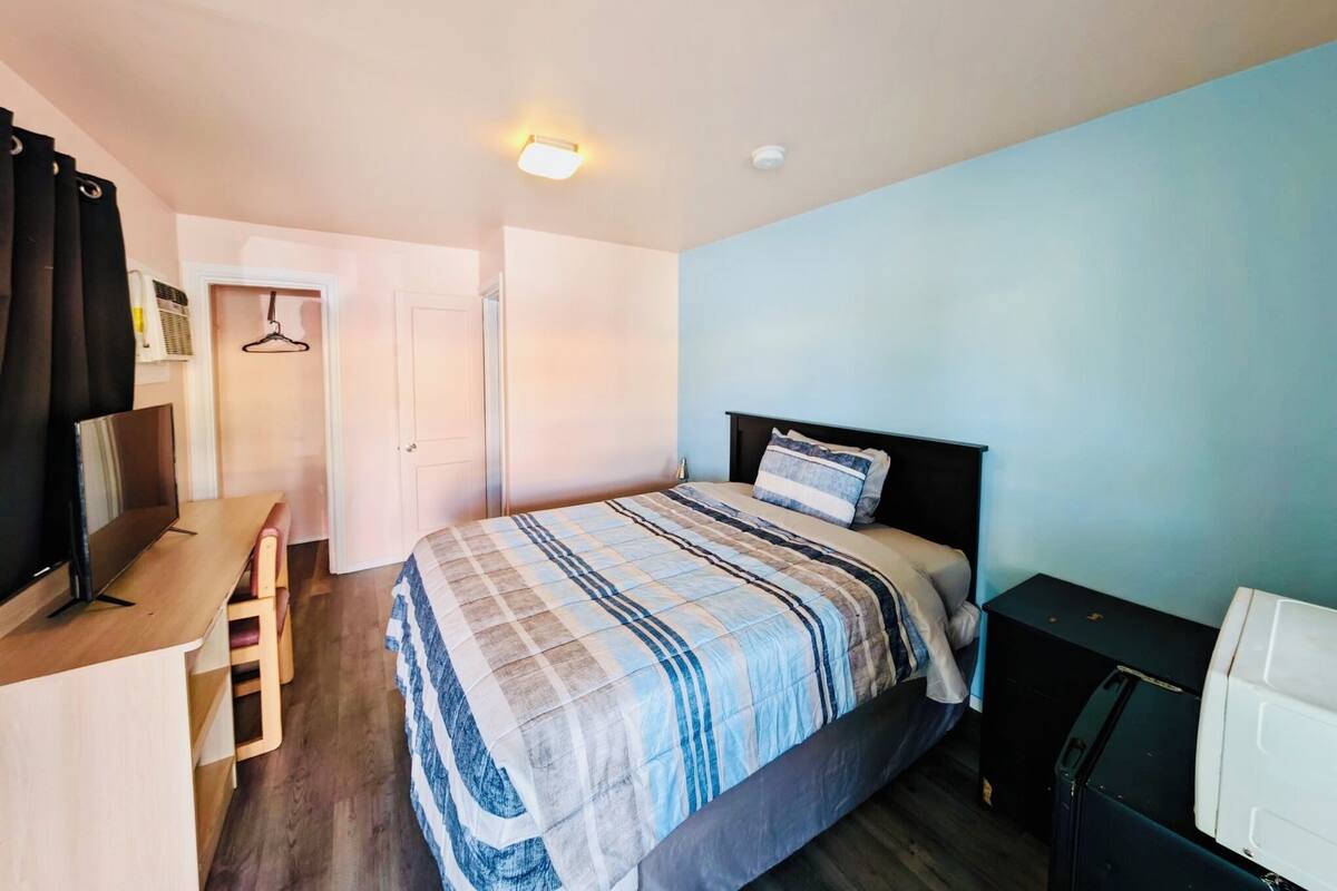 Deluxe Room, 1 Queen Bed, Refrigerator & Microwave, Ground Floor | Individually furnished, desk, blackout curtains, iron/ironing board