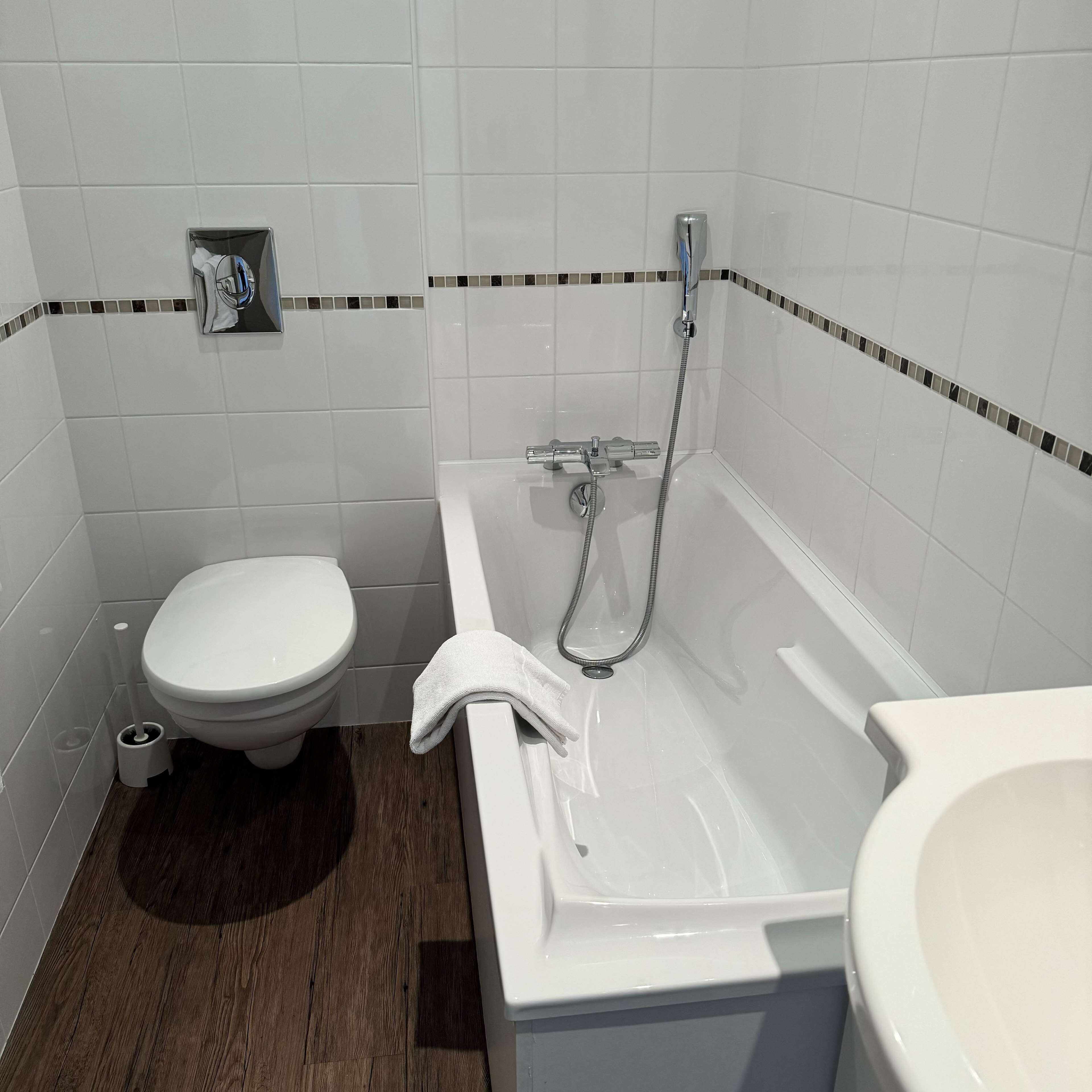 free toiletries, hair dryer, towels