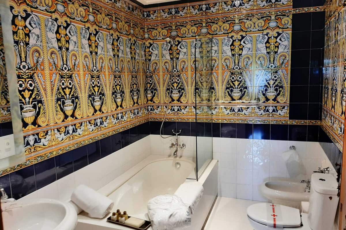 standard double room | bathroom | hair dryer, bidet, towels, soap