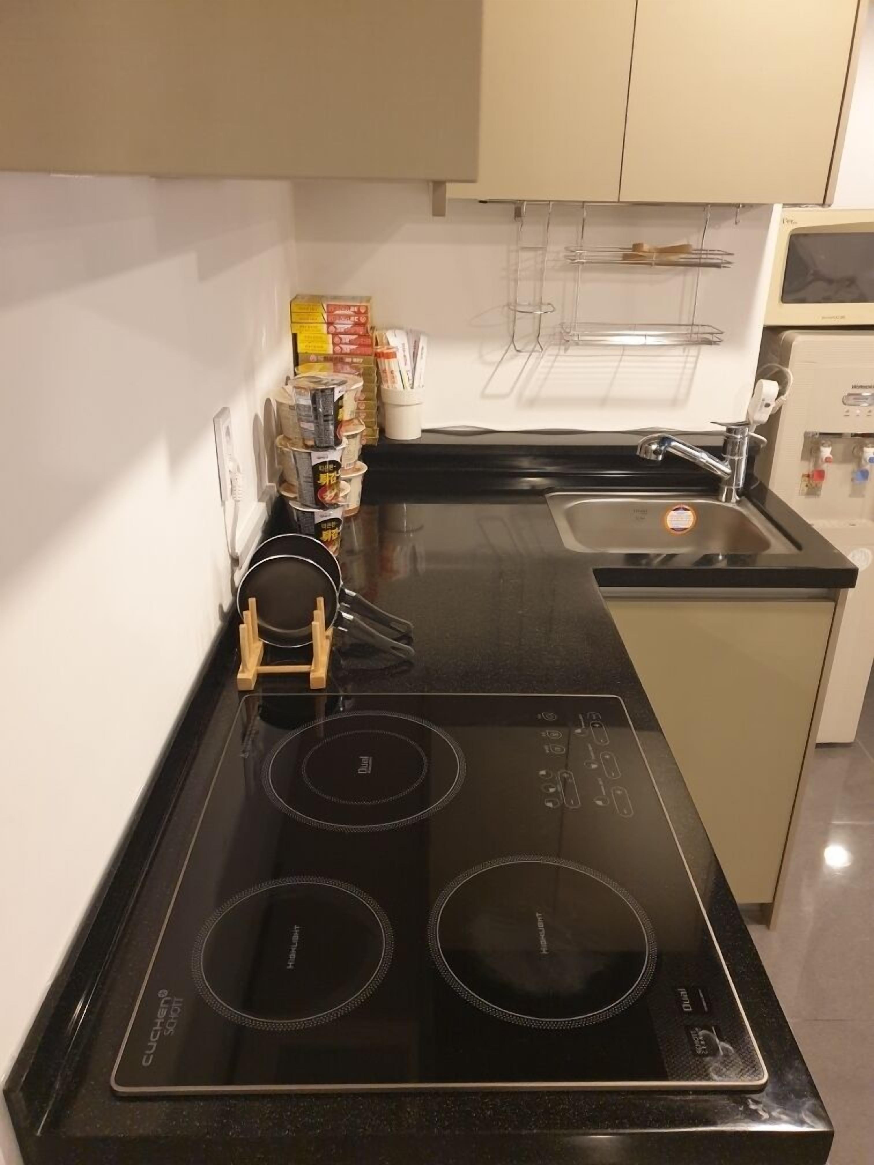 fridge, electric kettle