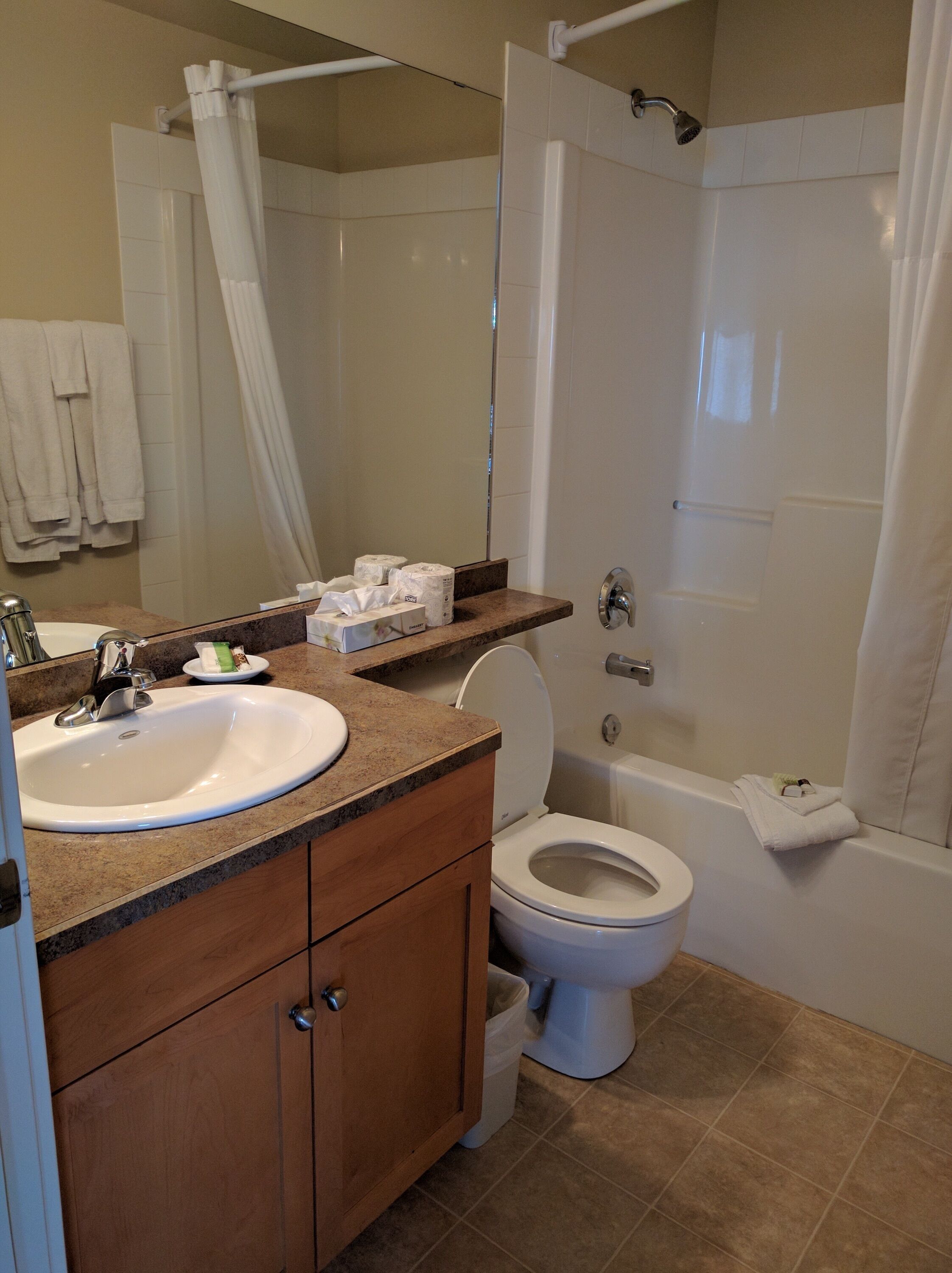 combined shower/bathtub, towels