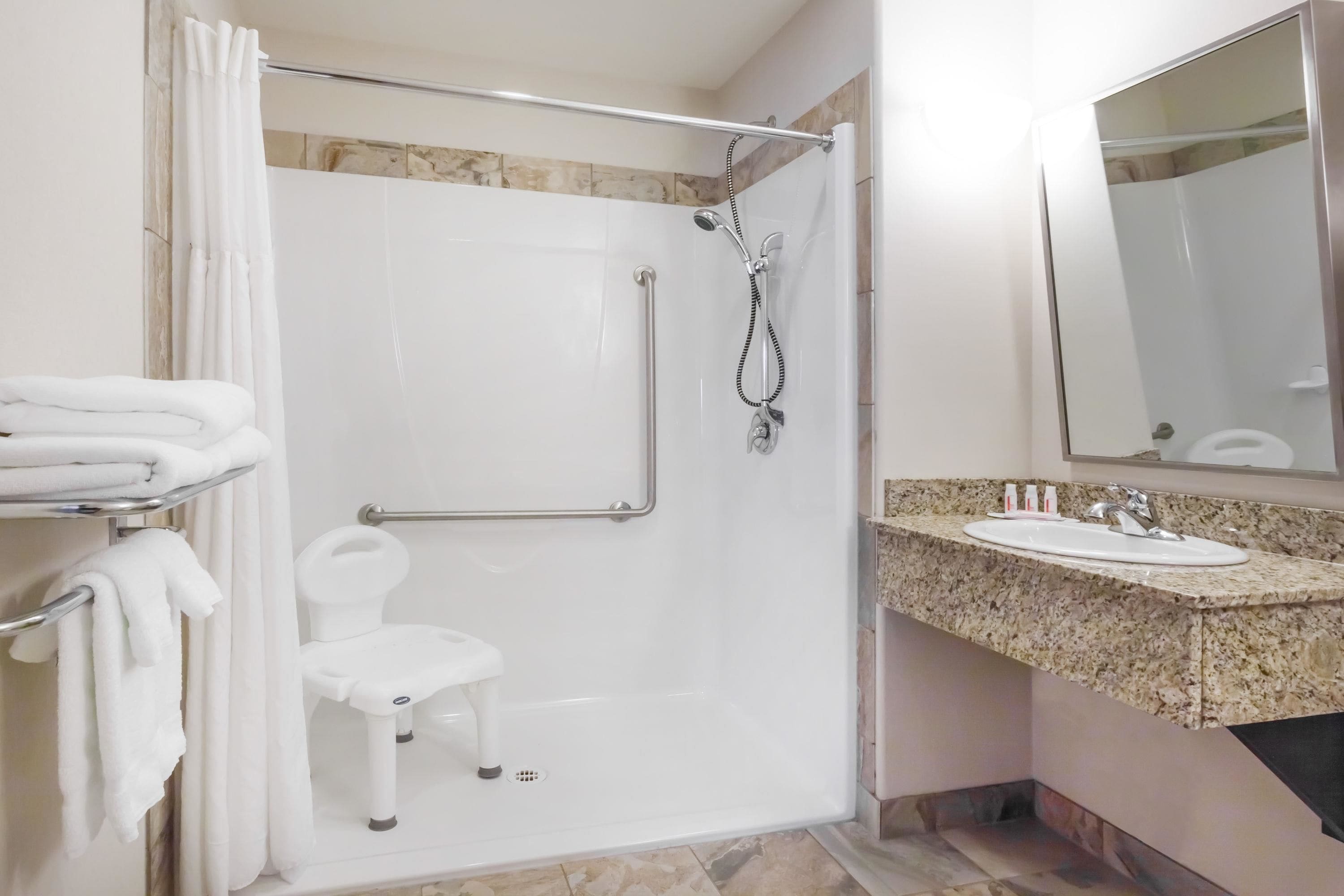 room, 1 king bed, accessible | bathroom shower