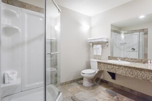 Suite, 1 King Bed, Non Smoking, Jetted Tub | Bathroom | Combined shower/tub, free toiletries, hair dryer, towels - Ramada by Wyndham Creston (Creston)
