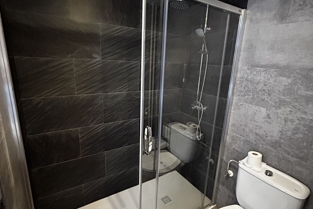 combined shower/bathtub, hair dryer, bidet, towels