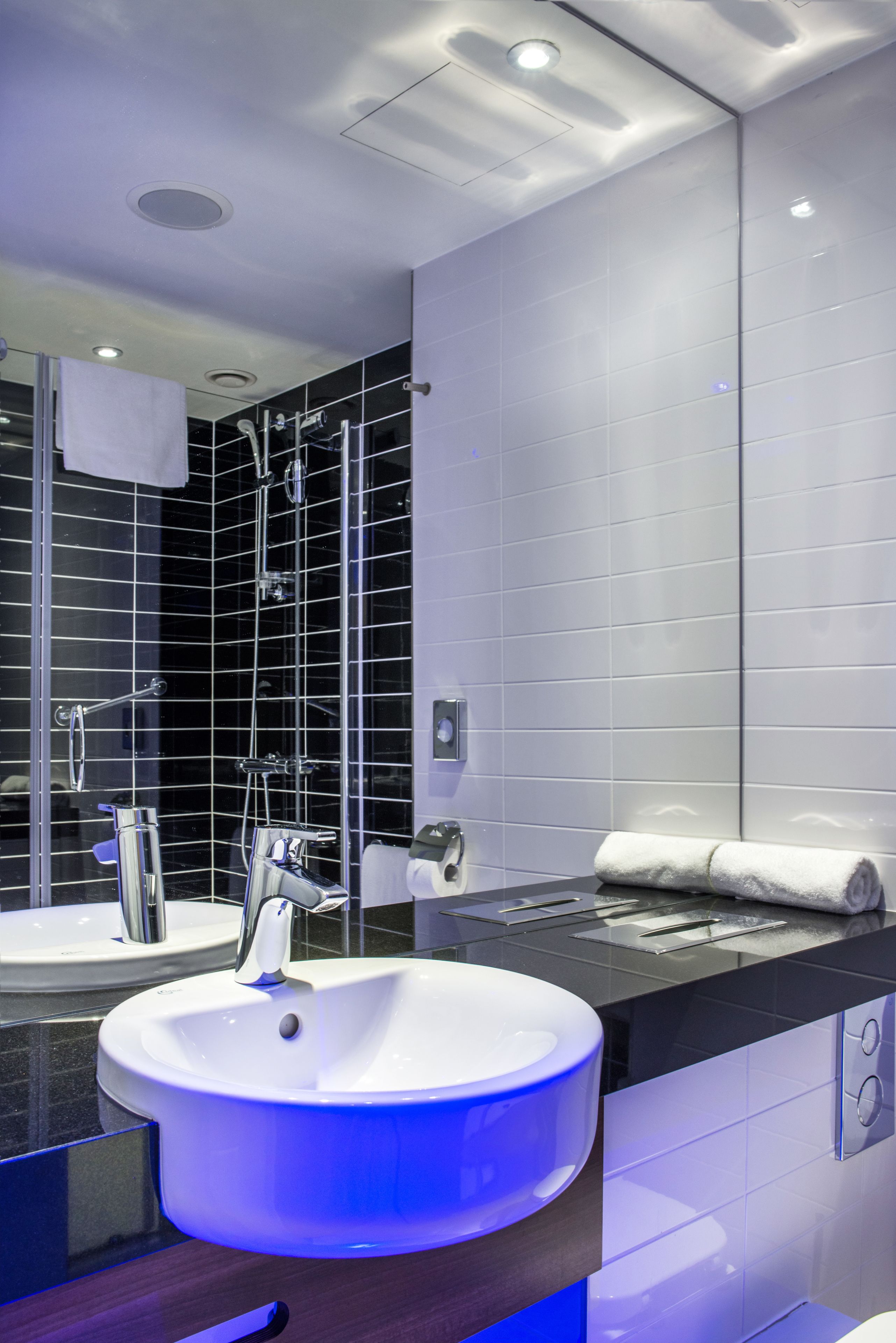 shower, eco-friendly toiletries, hair dryer, towels