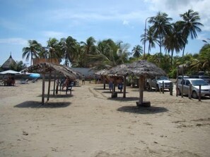 Beach umbrellas, beach bar