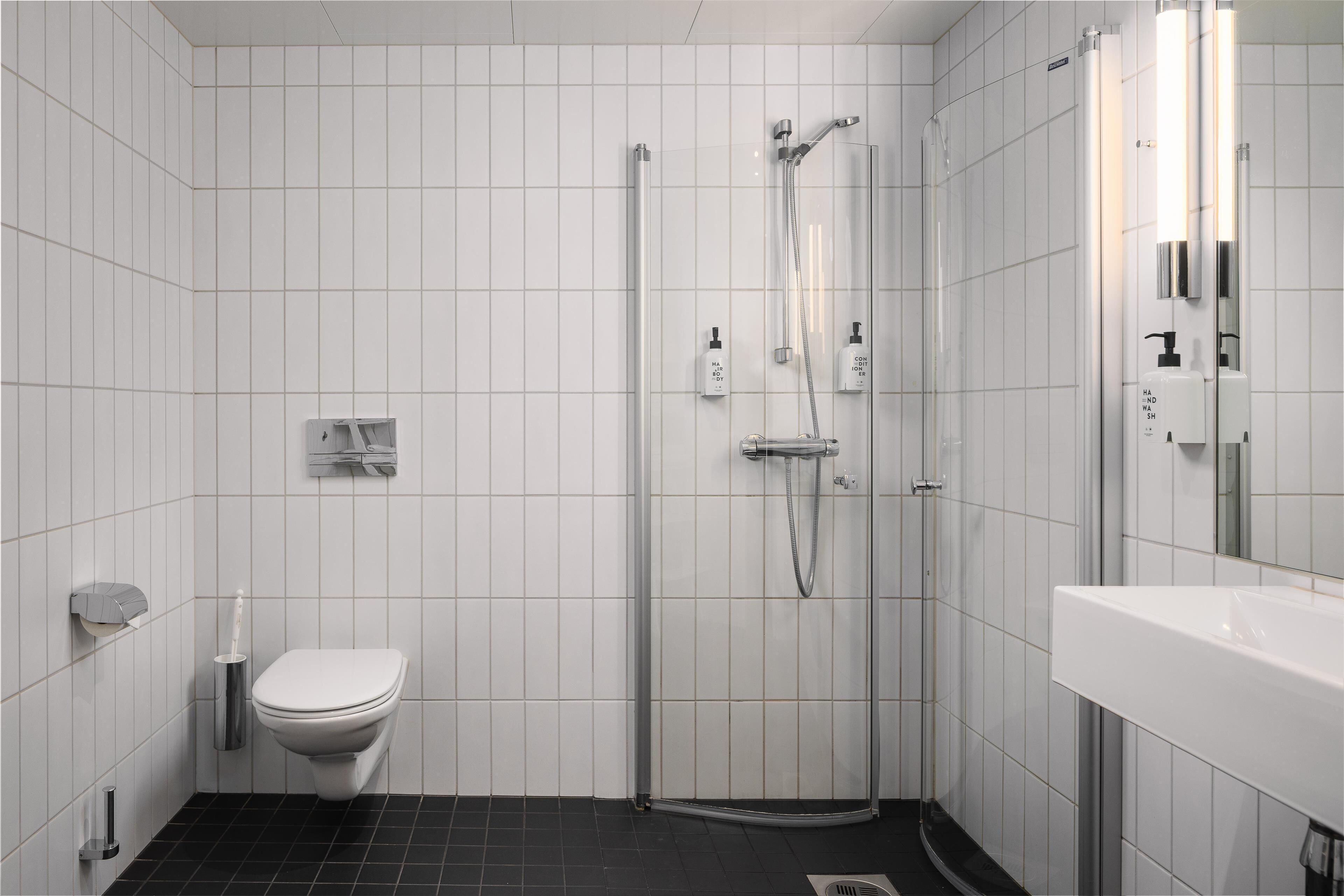 family room | bathroom | hair dryer, towels, soap, shampoo