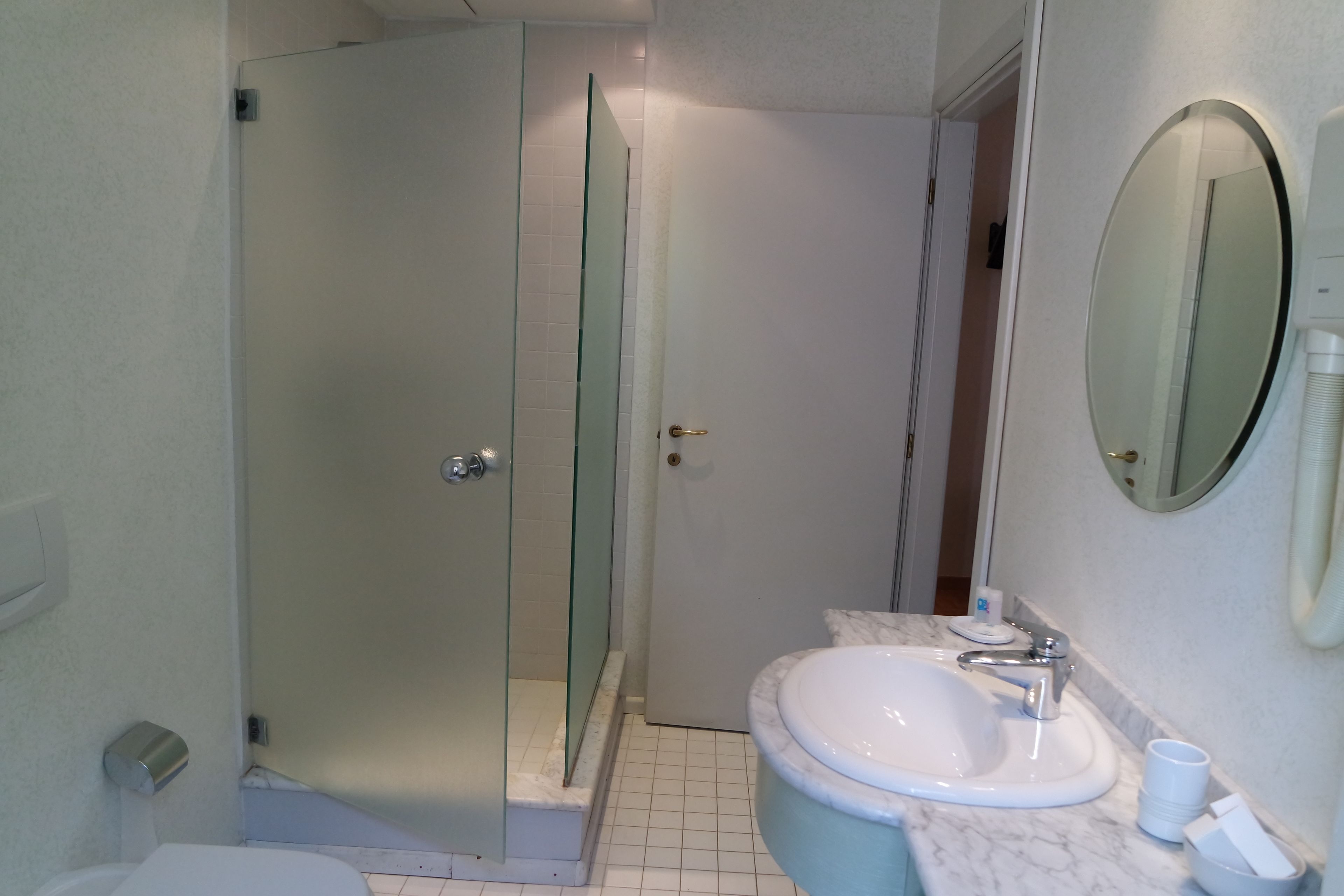 free toiletries, hair dryer, bidet, towels