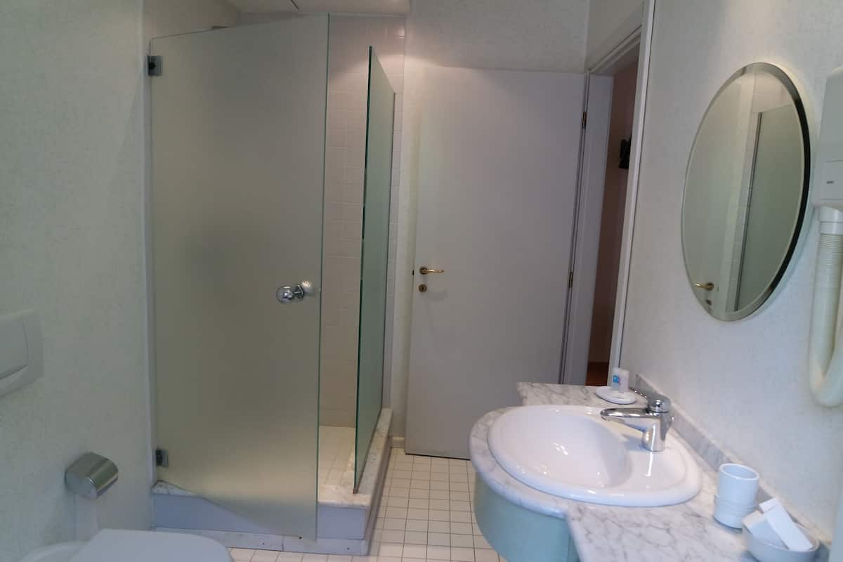 free toiletries, hair dryer, bidet, towels