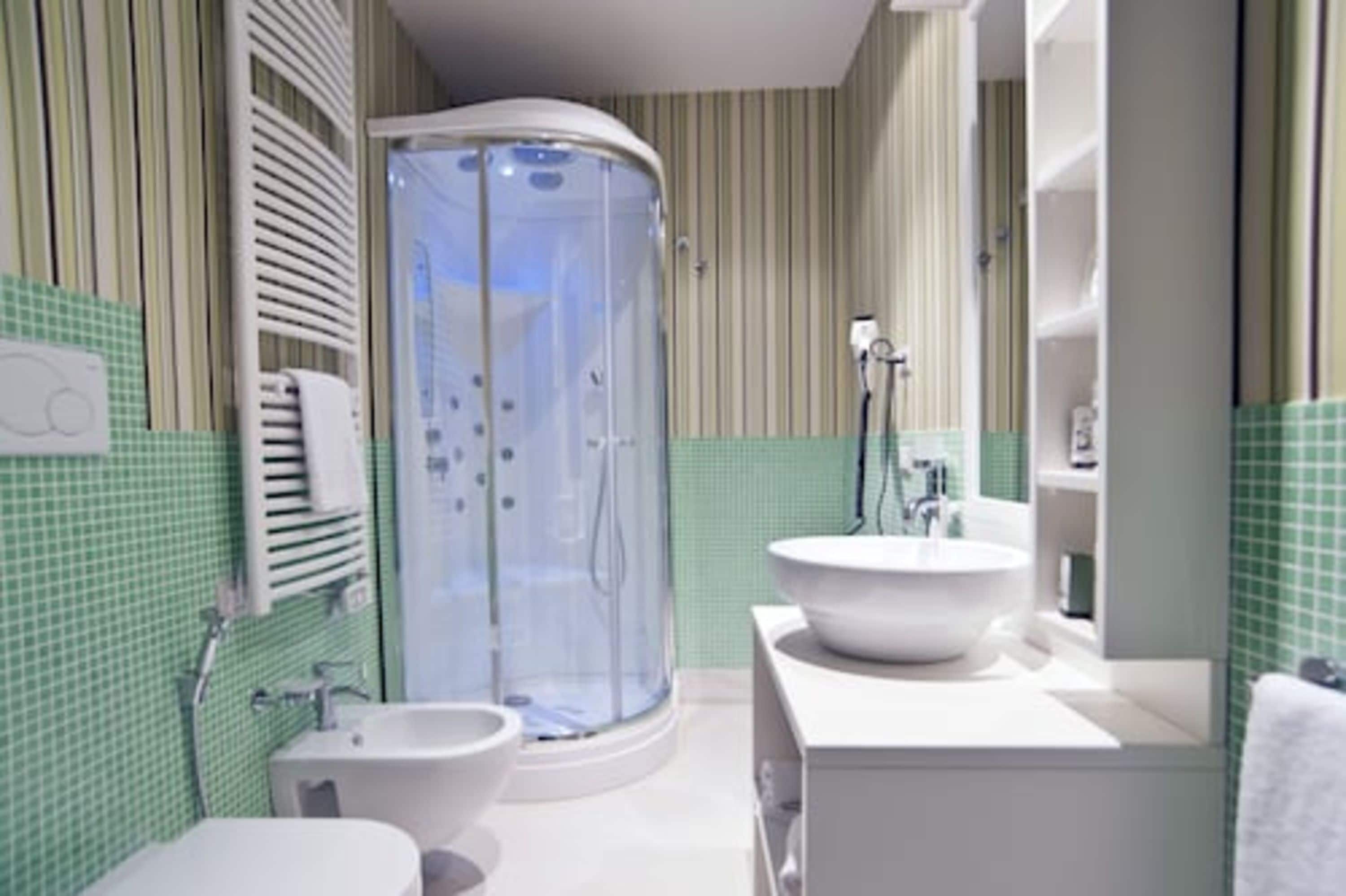 shower, rainfall showerhead, free toiletries, hair dryer