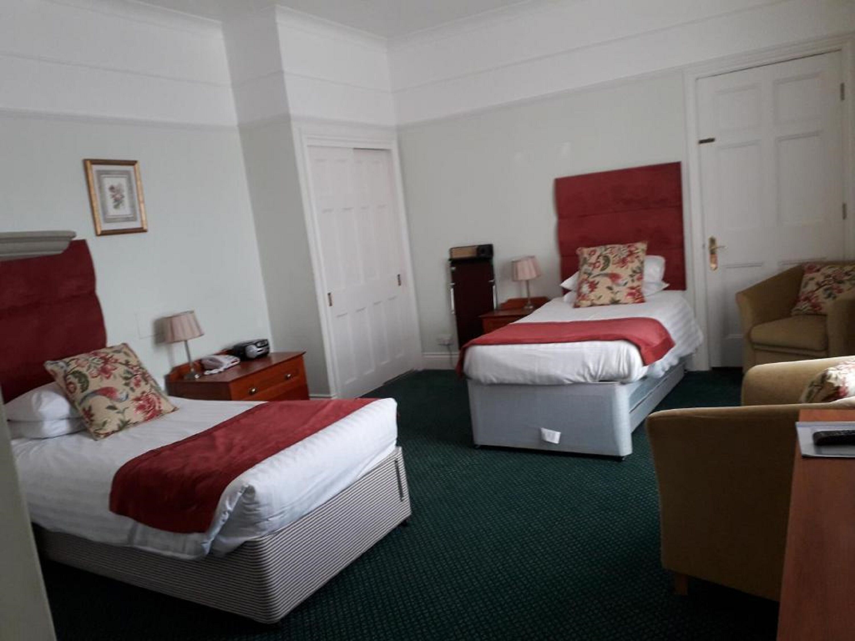 Desk, blackout drapes, iron/ironing board (on request), WiFi (free)