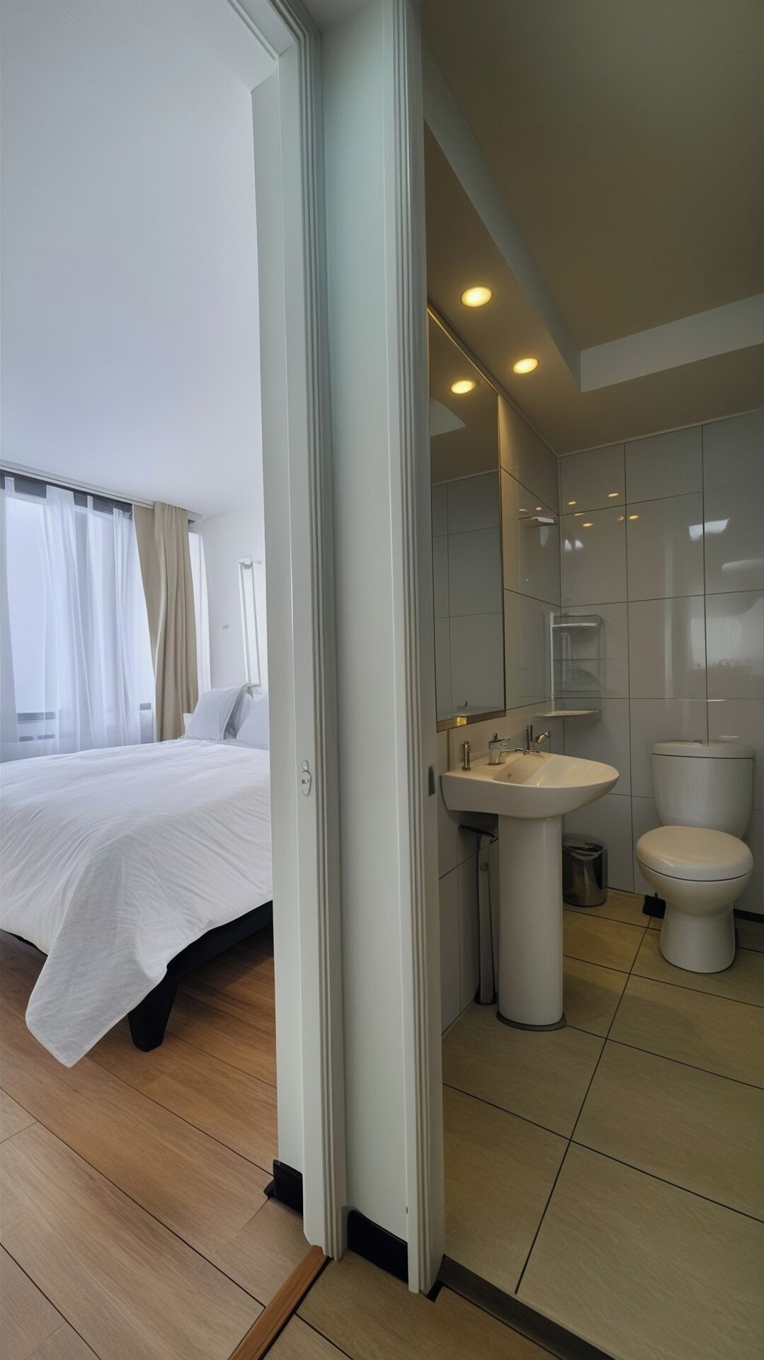 Deep-soaking bathtub, rainfall showerhead, free toiletries, hair dryer