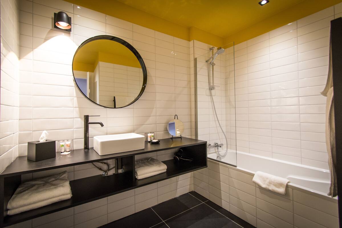 free toiletries, hair dryer, towels