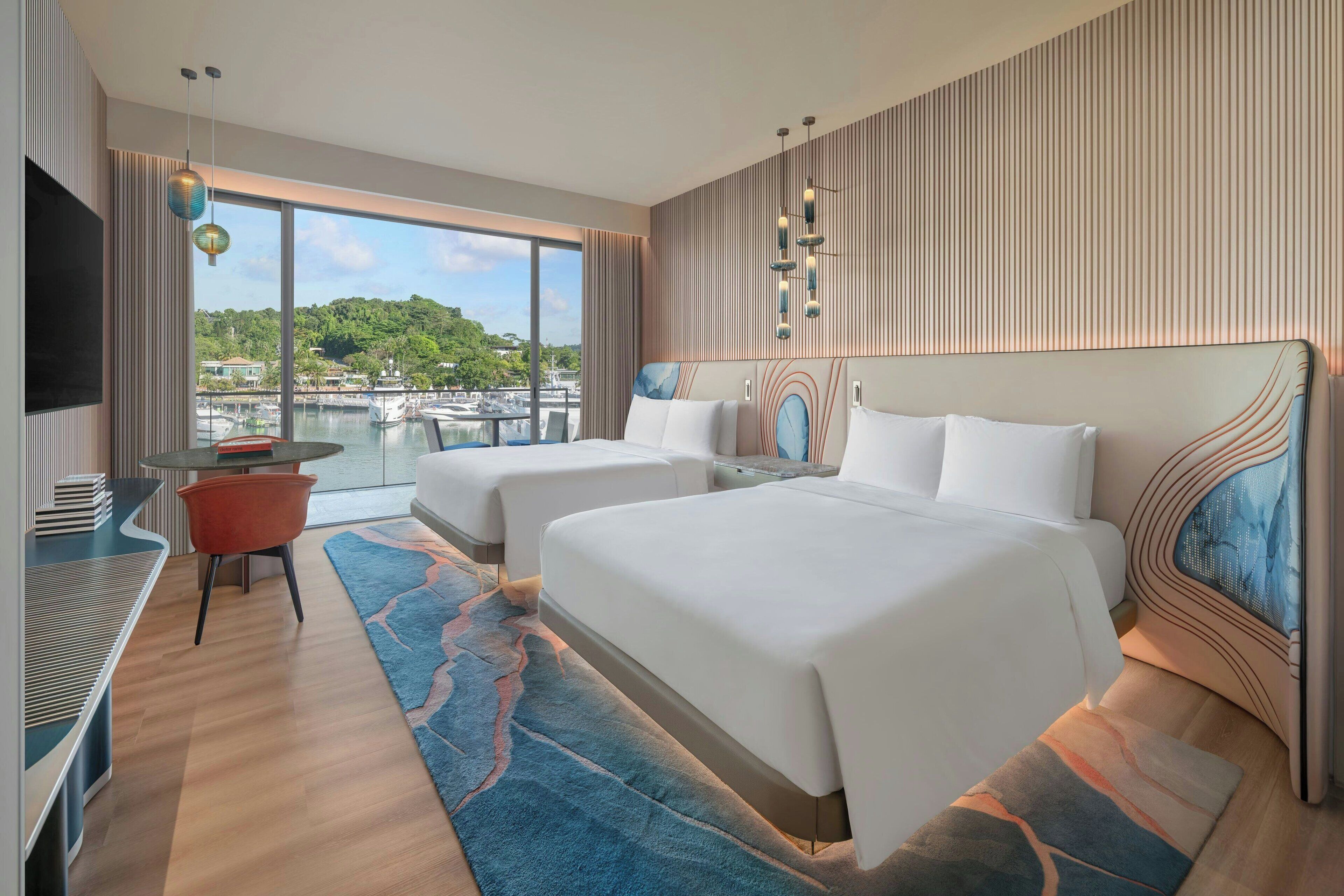 Premier Guest Room, 2 Queen Beds, Balcony, Marina View | Egyptian cotton sheets, premium bedding, minibar, in-room safe