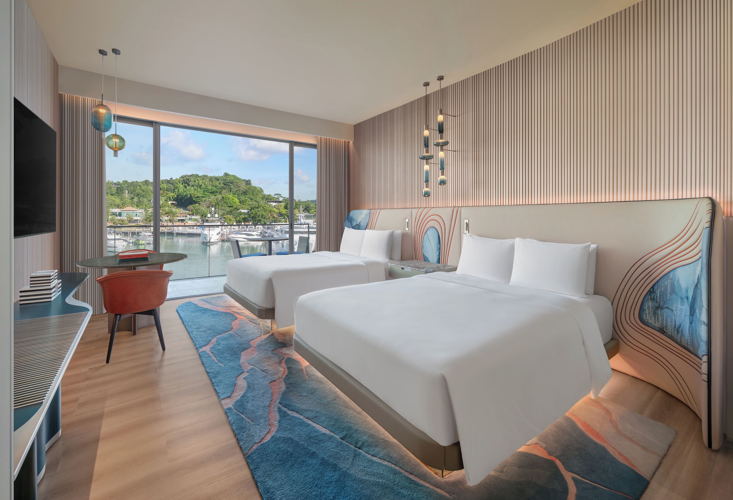 Premier Guest Room, 2 Queen Beds, Balcony, Marina View | Egyptian cotton sheets, premium bedding, minibar, in-room safe