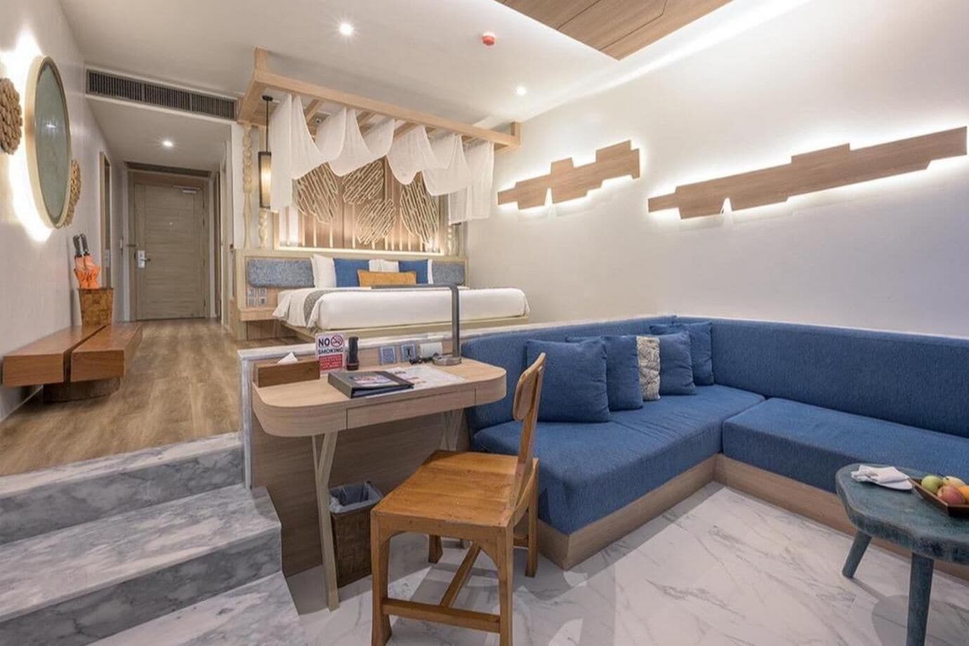 double pool access with ocean view | living area | 46-inch led tv with satellite channels, tv