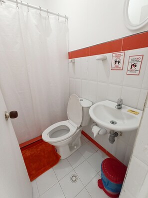 Habitación básica doble | Baño | Regadera, toallas, jabón 