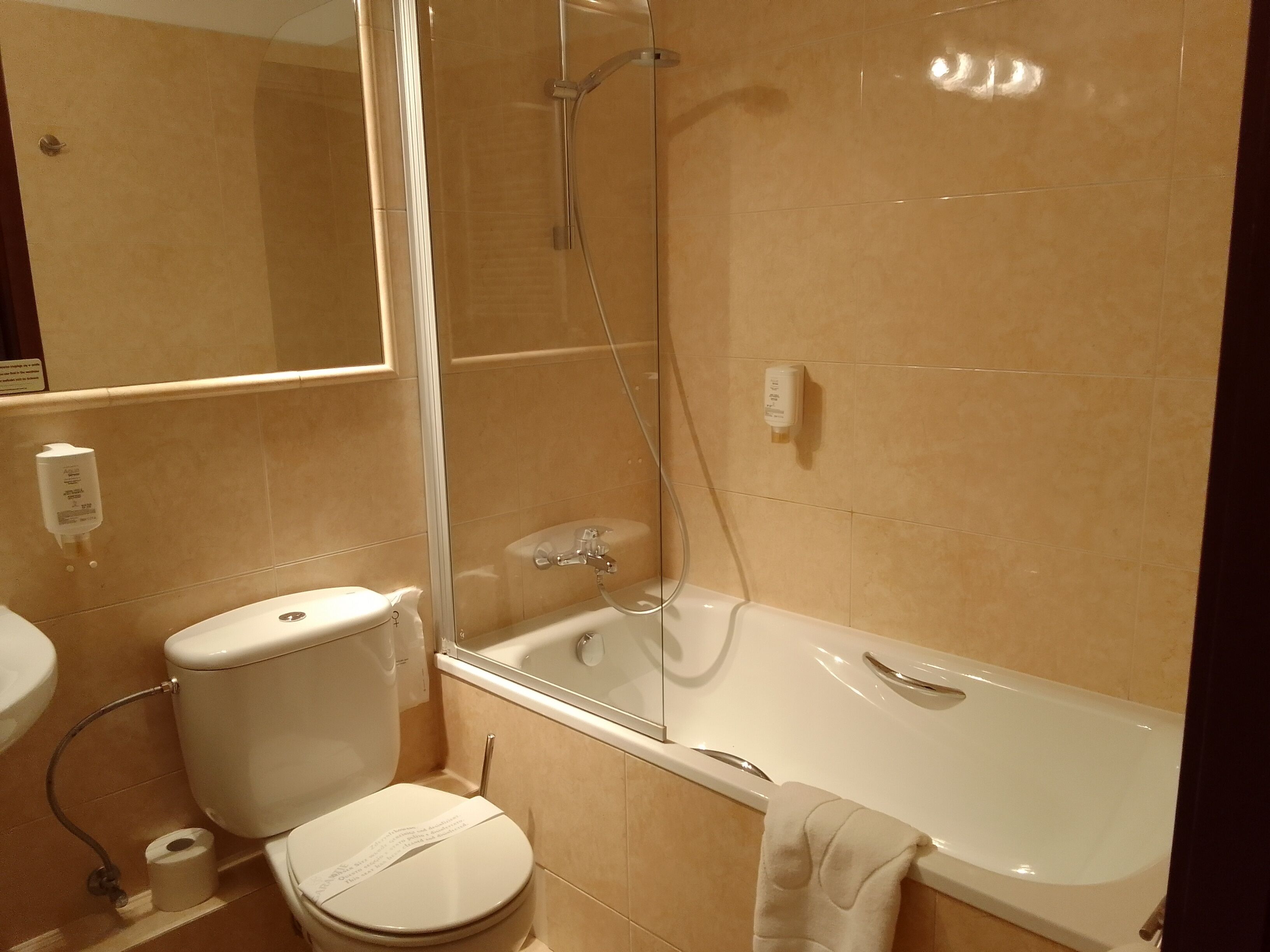 deluxe double room | bathroom | eco-friendly toiletries, hair dryer, towels, soap