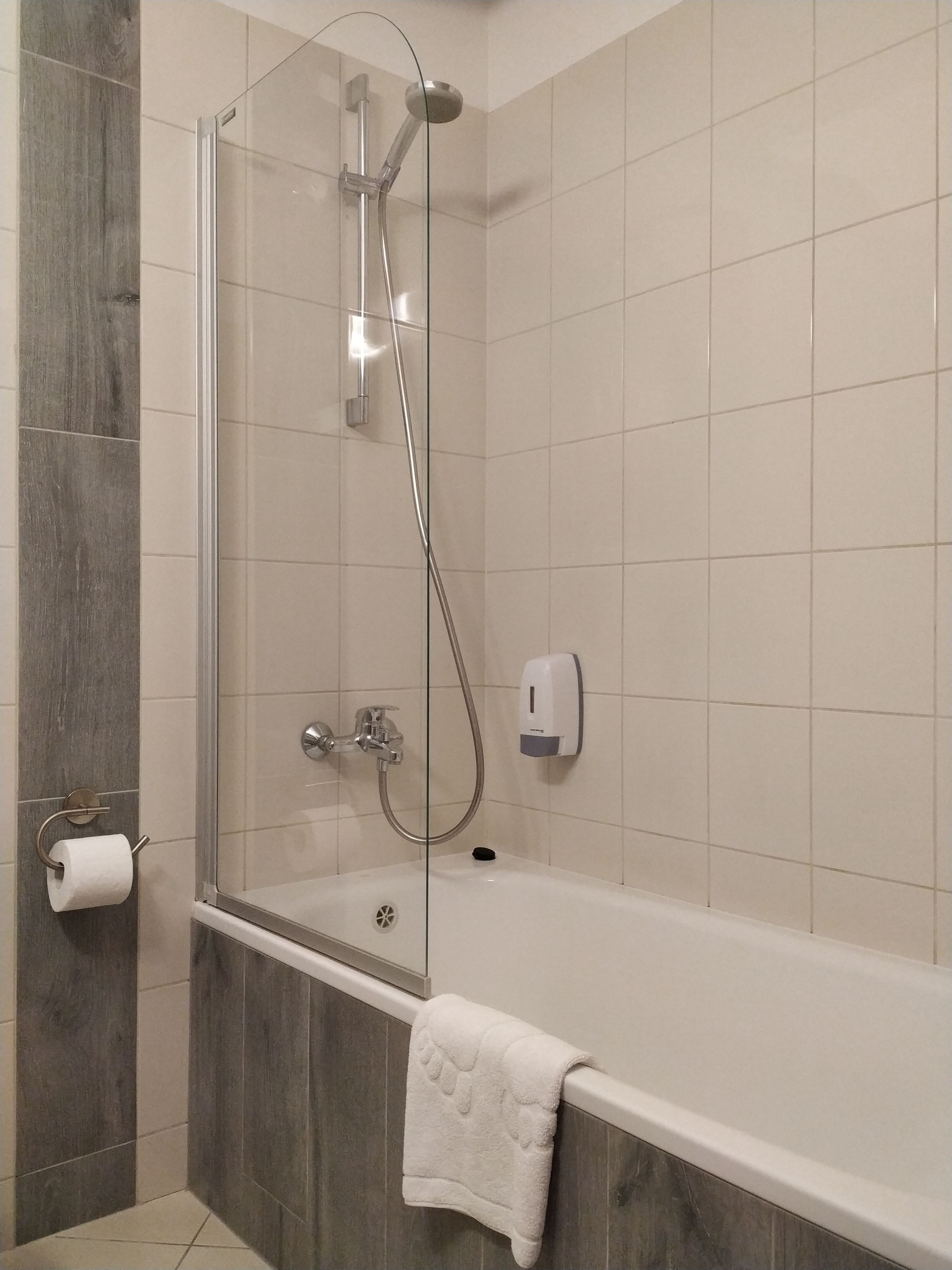 standard double room | bathroom | eco-friendly toiletries, hair dryer, towels, soap