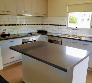 Apartamento ejecutivo, 2 habitaciones | Cocina privada | Frigorífico, microondas, horno y placa de cocina