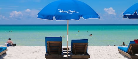 On the beach, white sand, surfing