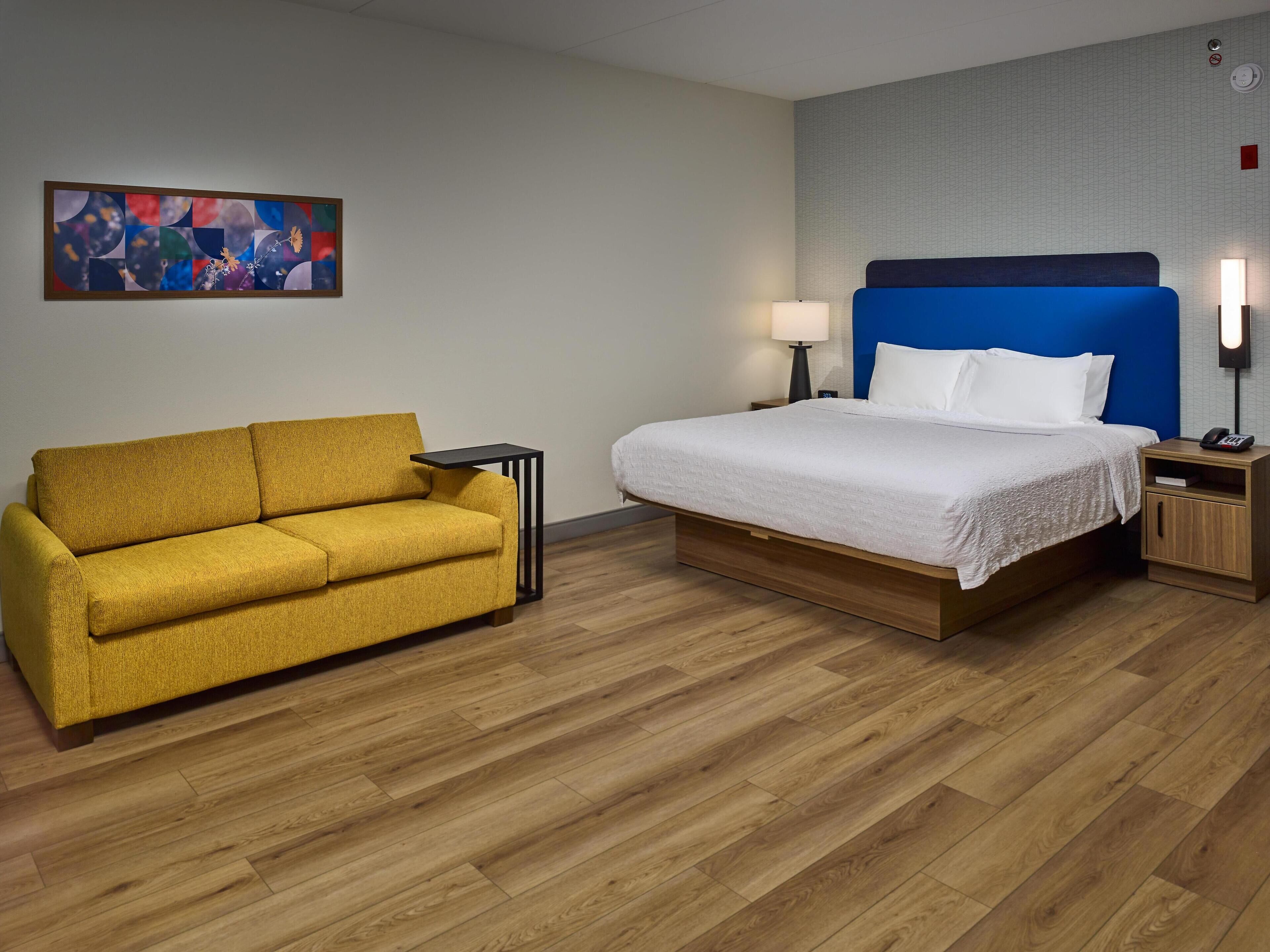 55-inch flat-screen TV with cable channels, TV