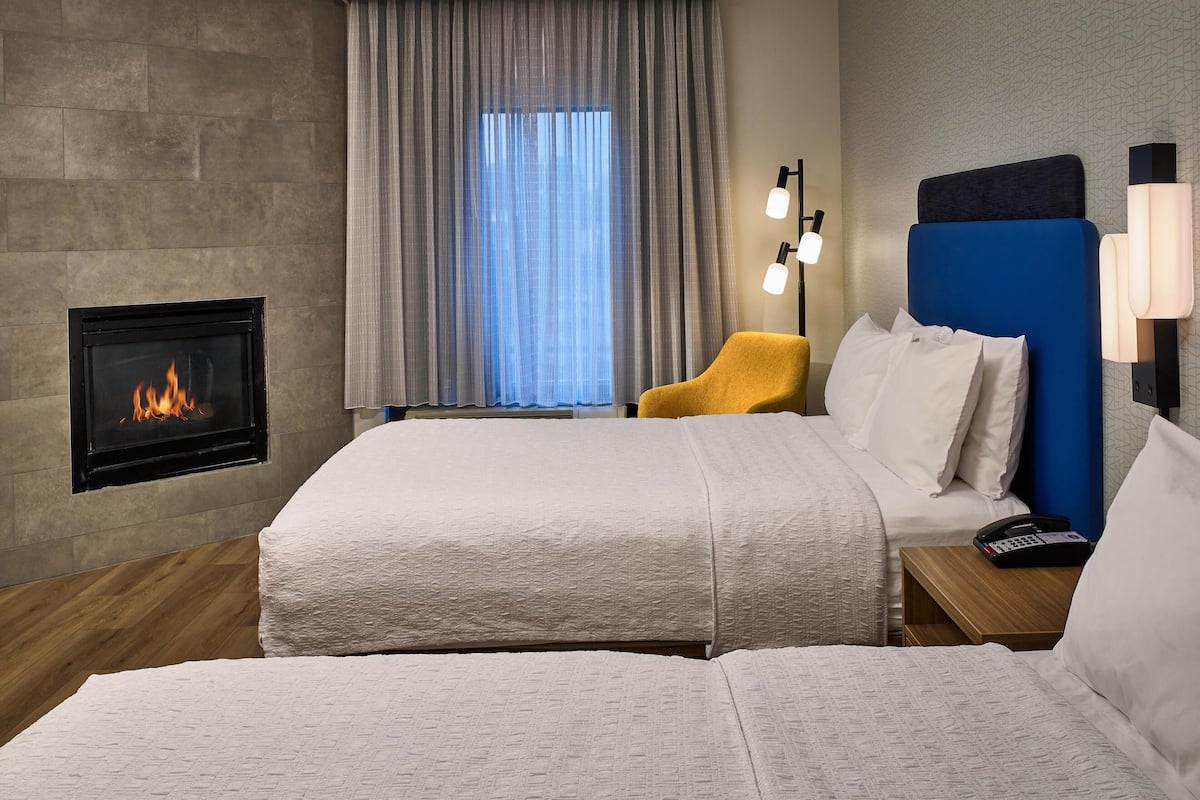 Room, 2 Queen Beds, Non Smoking, Fireplace | Desk, blackout drapes, iron/ironing board, free cribs/infant beds