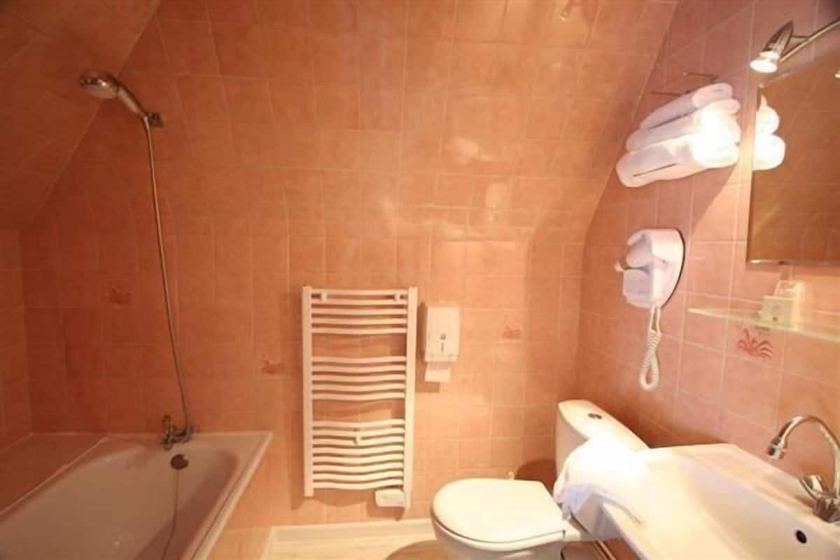 free toiletries, hair dryer, towels