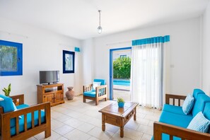 Villa 2 - Apollonas 3 Bedroom/Private Pool | Living area | 40-inch Smart TV with digital channels - Azzurro Luxury Holiday Villas (Pegeia)