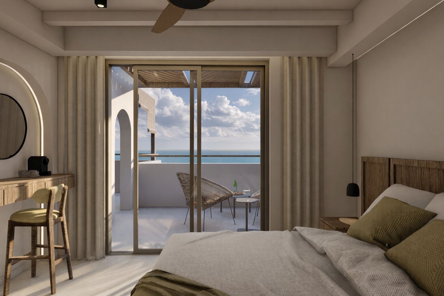 Junior Suite, Hot Tub, Sea View | Premium bedding, down comforters, memory foam beds, in-room safe