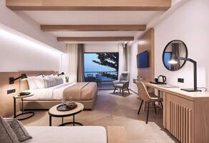 Junior Suite, Sea View | Premium bedding, down comforters, memory foam beds, in-room safe
